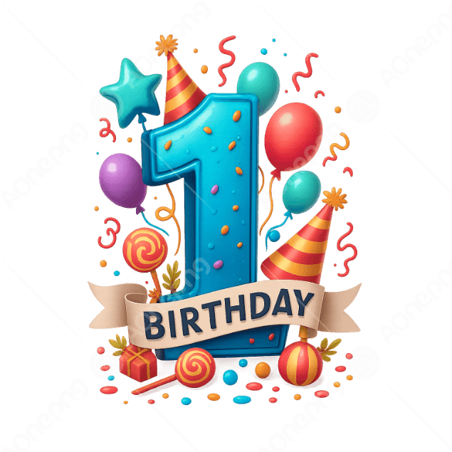 1st Birthday Party Decoration PNG – Cute & Vibrant | AOnePng